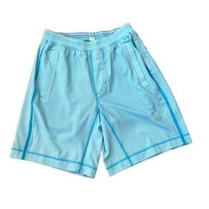 Lululemon Pace Breaker 9" Inseam Shorts Teal Blue White Check Lined Medium New